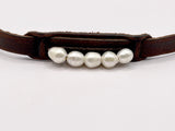 Leather Bracelet with Freshwater Pearls