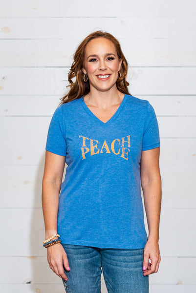 Ladies Teach Peace T-Shirt - Medium Blue