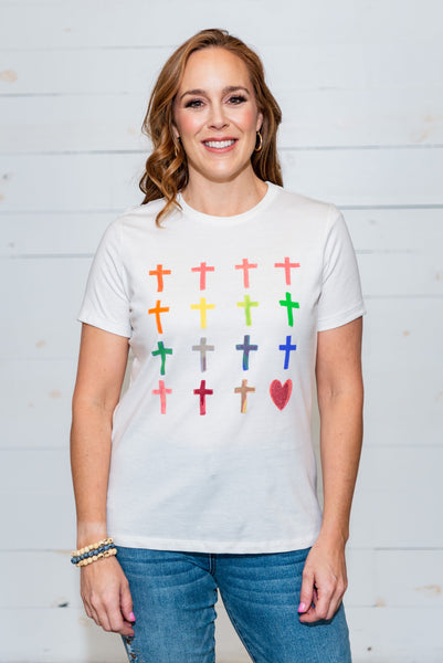 Ladies Cross and Heart T-Shirt