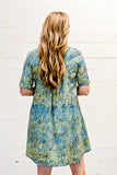 Short Sleeve Swing Dress With Back Button in Navy
